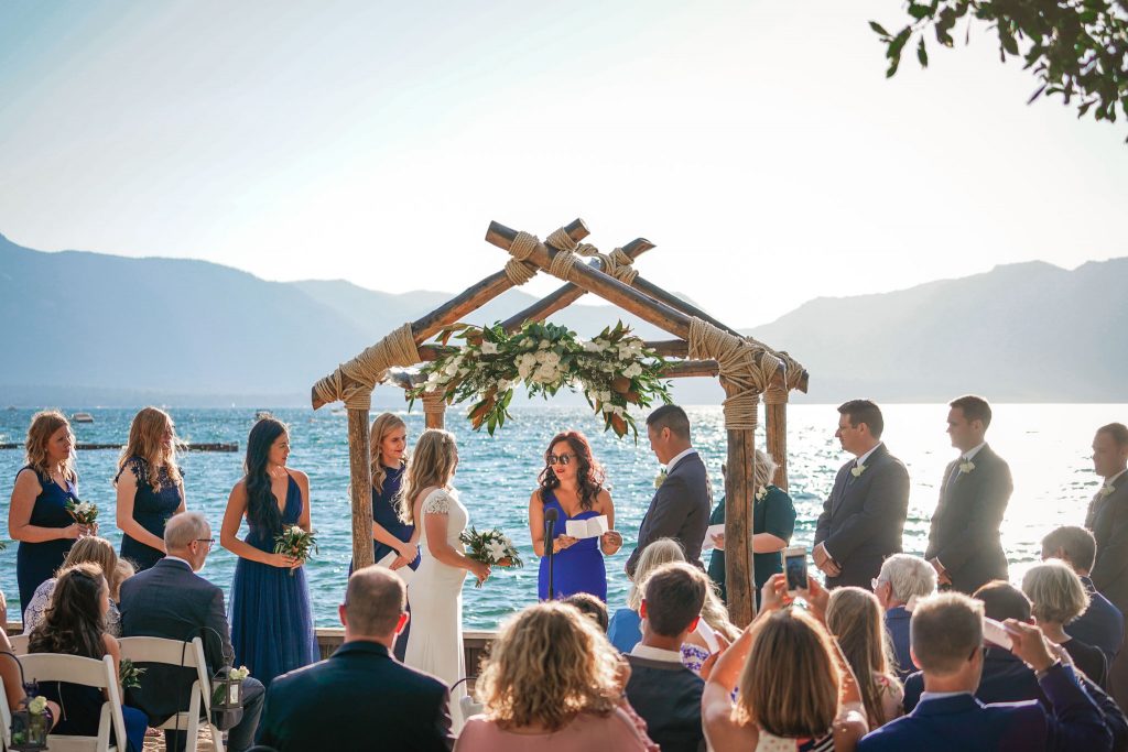 Lake Tahoe Wedding Photography Portfolio Wedding party during wedding at Lakeside Beach in South Lake Tahoe