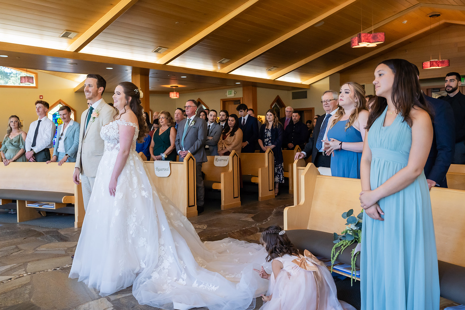 Bride and groom portraits outside St. Francis of Assisi church